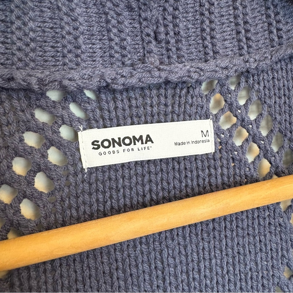 Dusty Blue Longline Thick Knit Cardigan Sweater from Sonoma - size medium - Picture 3 of 7